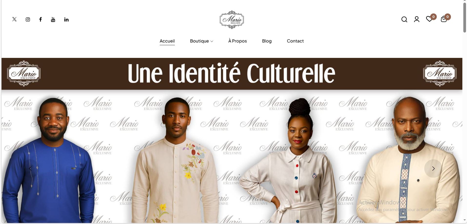 Aperçu du site e-commerce Mario Exclusive